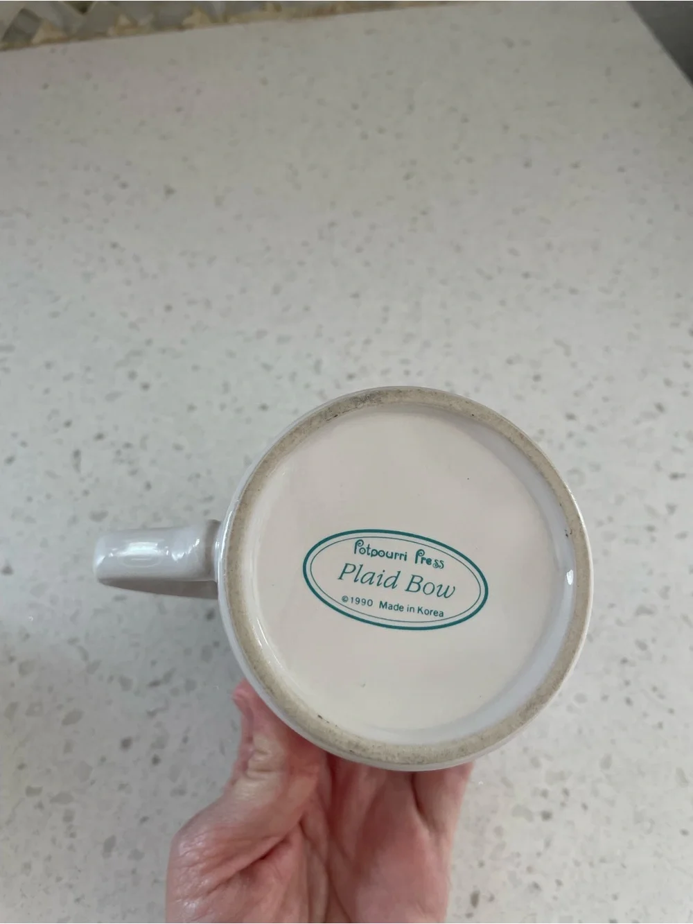 Vintage Potpourri Press Coffee Mug Cup Plaid Ribbon Preppy 1990
